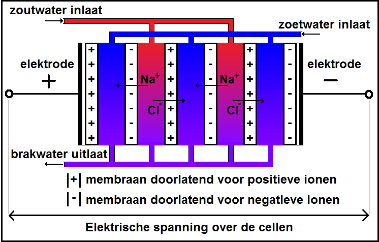 Tekening principe osmotische centrale