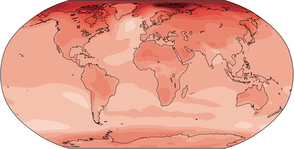 Temperaturen op aarde bij 2 graden opwarming
